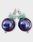 GAS BIJOUX - Boucles d'oreilles DECALCIA argentées et Bleu marine