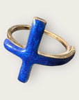 Mademoiselle OUPS - Bague CORPUS CRAZY grande croix émaillée - BLEUE