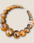 GAS BIJOUX - Boucles d’oreilles créoles ANDY acétate grand modèle dorées à l’or fin - Marron