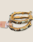 GAS BIJOUX - Boucles d’oreilles LYRE moyen modèle dorées à l’or fin - Calcite et onyx noir