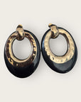 GAS BIJOUX - Boucles d'oreilles SELVA noires PM dorées à l'or fin - Résine noire