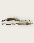 GAS BIJOUX - Collier SCAPULAIRE serti kali - Nacre grise et quartz blanc