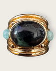 GAS BIJOUX - Bague SIMONE dorée - Jaspe Kambala et Amazonite - Taille XL