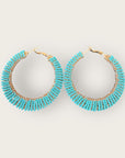 GAS BIJOUX - Boucles d'oreilles créoles IZZIA très grand modèle dorées à l'or fin - Turquoise