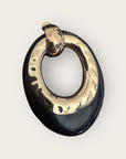 GAS BIJOUX - Boucles d'oreilles SELVA noires PM dorées à l'or fin - Résine noire