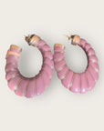 GAS BIJOUX - Boucles d'oreilles CYCADE grand modèle dorées à l'or fin - Acétate bois de rose