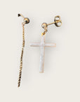 Mademoiselle OUPS - Boucles CORPUS CRAZY simple croix émaillées - BLANCHES