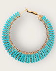 GAS BIJOUX - Boucles d'oreilles créoles IZZIA très grand modèle dorées à l'or fin - Turquoise
