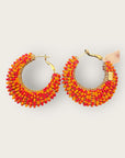 GAS BIJOUX - Boucles d’oreilles IZZIA grand modèle dorées à l’or fin - Rouge et orange