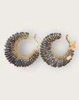 GAS BIJOUX - Boucles d’oreilles IZZIA grand modèle dorées à l’or fin - Noir reflets dorés