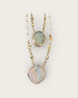 GAS BIJOUX - Collier SCAPULAIRE serti doré à l'or fin - Jaspe et labrodorite avec de la poudre d'or