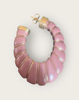 GAS BIJOUX - Boucles d'oreilles CYCADE grand modèle dorées à l'or fin - Acétate bois de rose