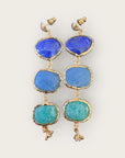 GAS BIJOUX - Boucles d'oreilles SILENE, Saphir, lapis et amazonite dorées à l'or fin