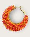 GAS BIJOUX - Boucles d’oreilles IZZIA grand modèle dorées à l’or fin - Rouge et orange