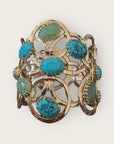 GAS BIJOUX - Manchette OLYMPIE dorée à l'or fin - Cabochons turquoise africaine, turquoise et Amazonite