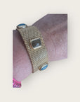 GAS BIJOUX - Bracelet TOTEM pierre grand modèle doré à l'or fin - Apatite et labradorite - Taille 2