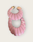 GAS BIJOUX - Boucles d'oreilles CYCADE grand modèle dorées à l'or fin - Acétate bois de rose