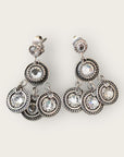 GAS BIJOUX - Boucles d'oreilles SEQUINS double rang métal argenté et cristal de Swarovski blanc