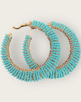 GAS BIJOUX - Boucles d'oreilles créoles IZZIA très grand modèle dorées à l'or fin - Turquoise