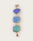 GAS BIJOUX - Boucles d'oreilles SILENE, Saphir, lapis et amazonite dorées à l'or fin