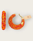 GAS BIJOUX - Boucles d’oreilles IZZIA grand modèle dorées à l’or fin - Rouge et orange