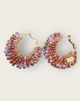 GAS BIJOUX - Boucles d’oreilles IZZIA petit modèle dorées à l’or fin - Mauve et marron