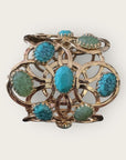 GAS BIJOUX - Manchette OLYMPIE dorée à l'or fin - Cabochons turquoise africaine, turquoise et Amazonite