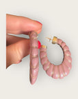 GAS BIJOUX - Boucles d'oreilles CYCADE grand modèle dorées à l'or fin - Acétate bois de rose