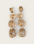GAS BIJOUX - Boucles d'oreilles ECLIPSE 4 rangs dorées à l'or fin avec strass blancs - NOUVEAU MODÈLE