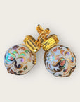 GAS BIJOUX - Boucles d'oreilles DECALCO dorées à l'or fin - Blanches et cristal jaune