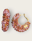 GAS BIJOUX - Boucles d’oreilles IZZIA petit modèle dorées à l’or fin - Mauve et marron