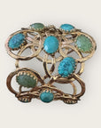 GAS BIJOUX - Manchette OLYMPIE dorée à l'or fin - Cabochons turquoise africaine, turquoise et Amazonite