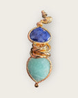 GAS BIJOUX - Boucles d'oreilles SIRENA dorées à l'or fin - Saphir et Amazonite