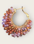 GAS BIJOUX - Boucles d’oreilles IZZIA petit modèle dorées à l’or fin - Mauve et marron