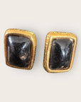 GAS BIJOUX - Boucles d'oreilles puces TOTEM dorées à l'or fin - Onyx