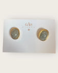 GAS BIJOUX - Boucles d'oreilles puces OVO dorées à l'or fin - Labradorite