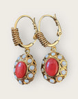 GAS BIJOUX - Boucles d'oreilles TAO SPLASH dorées à l'or fin - Cornaline et agate blanche