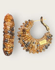 GAS BIJOUX - Boucles d’oreilles IZZIA petit modèle dorées - Mix de marron et gris