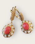 GAS BIJOUX - Boucles d'oreilles TAO SPLASH dorées à l'or fin - Cornaline et agate blanche