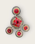 GAS BIJOUX - Boucles d'oreilles SEQUIN double rang base argentée et rouge