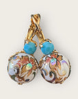 GAS BIJOUX - Boucles d'oreilles DECALCO MINI dorées à l'or fin - Blanches et cristaux turquoise