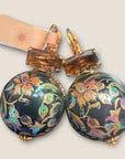 GAS BIJOUX - Boucles d’oreilles DECALCO dorées à l’or fin - Noires et cristaux marron