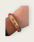GAS BIJOUX - Bracelet STRADA moyen modèlera à l'or fin - Cabochons tons de rose