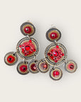 GAS BIJOUX - Boucles d'oreilles SEQUIN double rang base argentée et rouge
