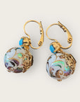 GAS BIJOUX - Boucles d'oreilles DECALCO MINI dorées à l'or fin - Blanches et cristaux turquoise