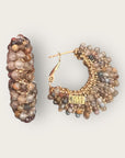 GAS BIJOUX - Boucles d’oreilles IZZIA petit modèle dorées - Mix de gris et marron