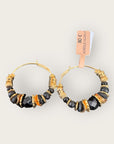GAS BIJOUX - Boucles d'oreilles créoles ALOHA mini dorées à l'or fin - Noires