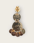 GAS BIJOUX - Boucle d'oreilles SEQUIN trois rangs dorées à l'or fin - Vers anis et orange
