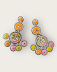 GAS BIJOUX - Boucles d'oreilles SEQUIN trois rang argentées à l'or fin - Orange et rose
