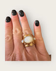 GAS BIJOUX - Bague SIMONE dorée à l'or fin - Nacre blanche et taille L